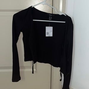 Never worn forever 21 black knit tie shirt
